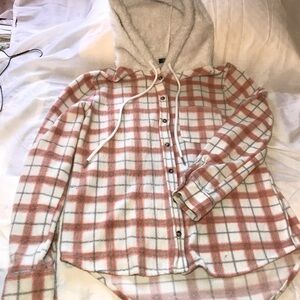 Cozy Plaid Button-Down Shirt with Hood